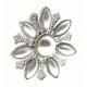 Pearl Sunrise Brooch Pin - Cream and Silver (3cm Diameter, 15cm Pin)