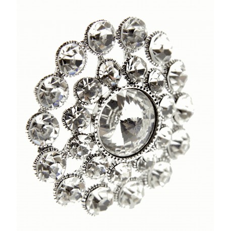 Sparkling Heirloom Brooch Pin - Silver (3cm Diameter, 15cm Pin)