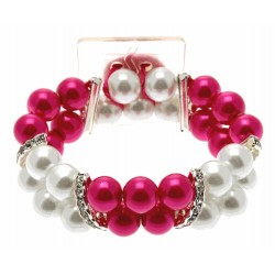 Double Bubble White and Pink Corsage Bracelet