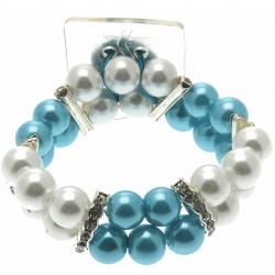 Double Bubble White and Blue Corsage Bracelet