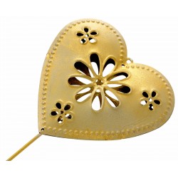 Heart Shaped Flowergirl Wedding Day Metal Wand - Gold