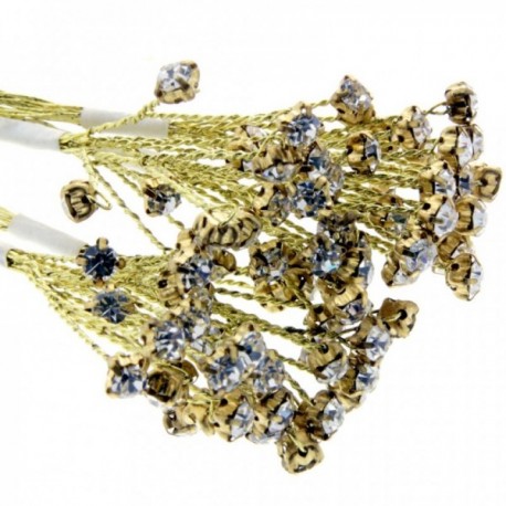 4mm Diamante Branch - Gold  (3bunches x 6 stems per bag)