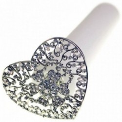 Heart Single Brooch Bouquet - Silver (8cm Diameter, 22cm Handle)