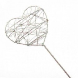 Glittered Heart Wand - White Iridescent (7cm Diameter on 30cm Handle)