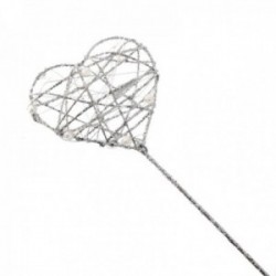 Glittered Heart Wand - Silver (7cm Diameter on 30cm Handle)