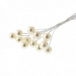 10mm Pearls on Stem - Cream (10cm Height, 3Bunches x 12Stems per Bag)