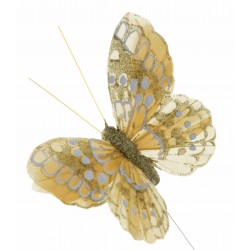 7cm Glitter Butterflies - Gold(12pcs per pk, on a 20cm wire)
