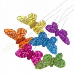 7cm Glitter Butterflies - Blue, Lilac, Orange, Green, Hot Pink and Yellow (12pcs per pk, on a 20cm Wire)