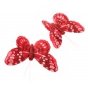 10cm Glitter Butterflies - Red (12pcs per pk, on a 20cm Wire)