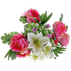 Peony and Lily Bunch - Purple & Pink (18 Heads)