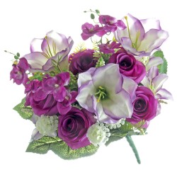 Rose and Amaryllis Bunch - Purple & White (48cm long)