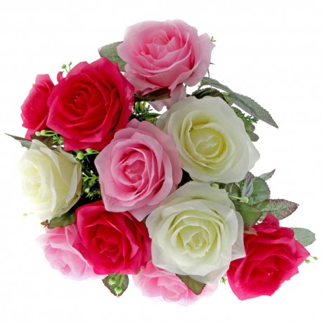 Large Rose Bush - Pink, Cerise & Cream (12 Heads)