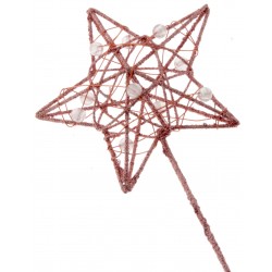 Glittered Star Wand - Rose Gold (7cm diameter on 30cm Handle)