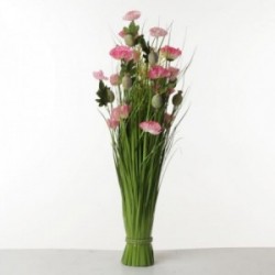 Poppy Flower Bush - Pink & Green (80cm tall)