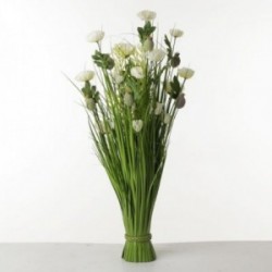 Poppy Flower Bush - White & Green (80cm tall)