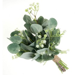 Mixed Foliage Bouquet with Eucalyptus and Gypsophilia - Green (36cm long)