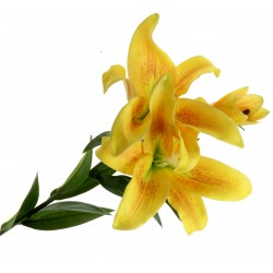 Real Touch Tiger Lily - Yellow (3 heads, 90cm long)