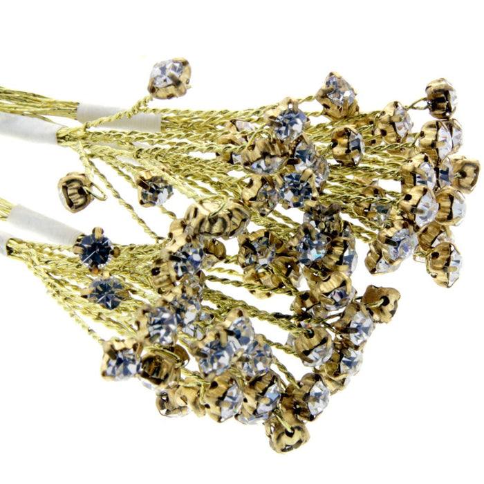 4mm Diamante Branch - Gold (3bunches x 6 stems per bag)