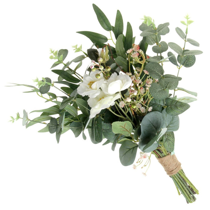 Mixed Foliage Bouquet with Eucalyptus and Olive Leaves - Green & White (47cm long)