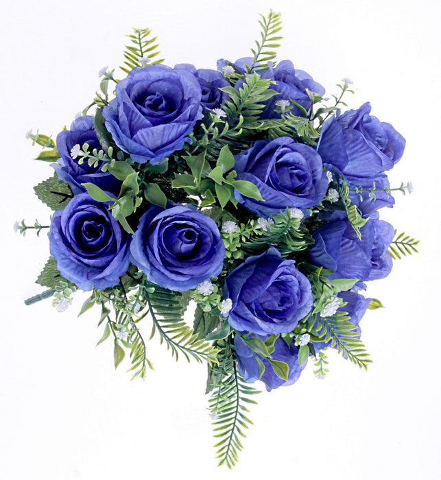 Rose Bush with Foliage - Blue (18 heads)