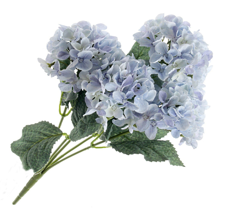 Artificial Hydrangea Bush - Light Blue (UV protected, 5 heads, 43cm long)
