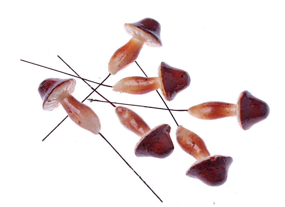 Brown Mushroom Picks - Brown/White (7.5cm x 4cm, 12 pcs per pk)