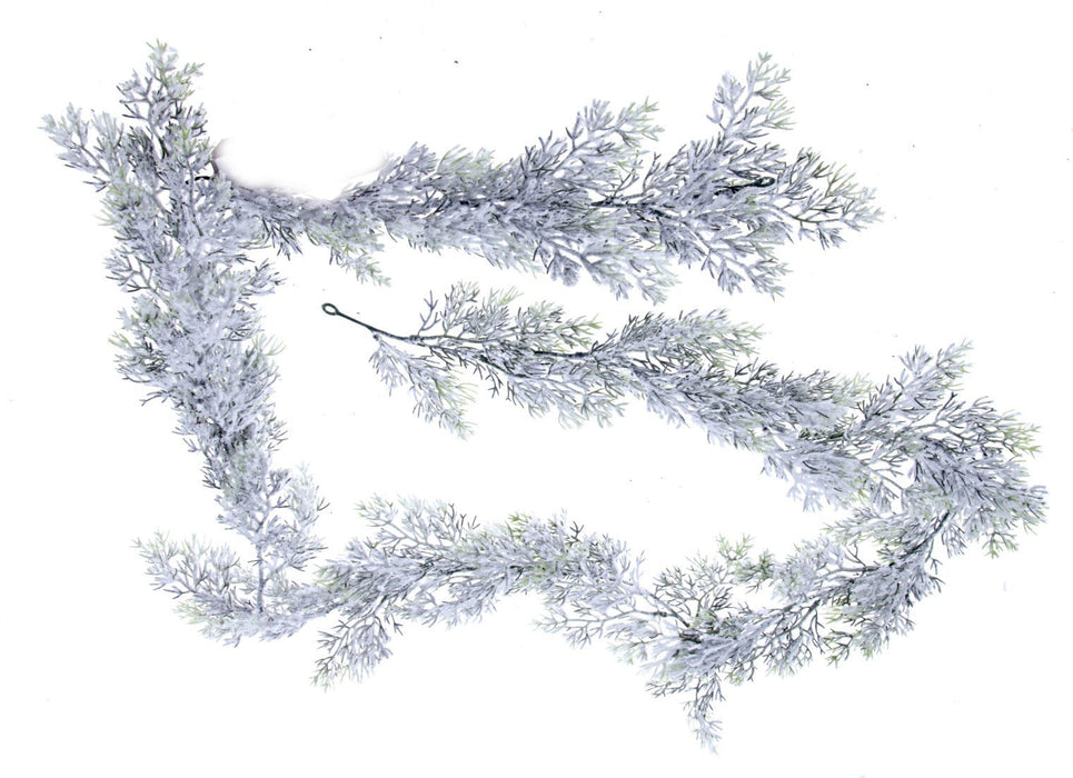 Snowy Cedar Garland - Green/White (180cm long)