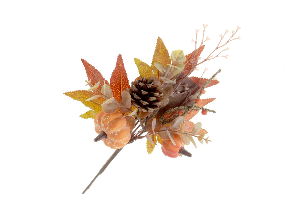 Pumpkin & Eucalyptus Branch - Orange/Brown (37cm long)