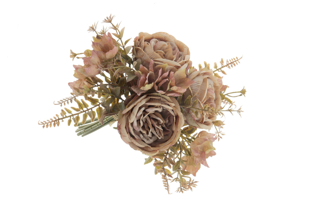 Dry Rose Hydrangea with Mixed Foliage Bouquet - Pink Mix (32cm long)