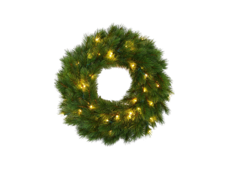 Artificial Evergreen Mountain Wreath with LEDs - Green (60cm diameter)