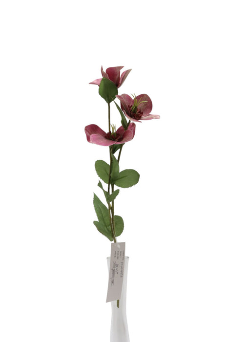 Artificial Helleborus Spray - Dark Pink (38cm long with 3 heads)