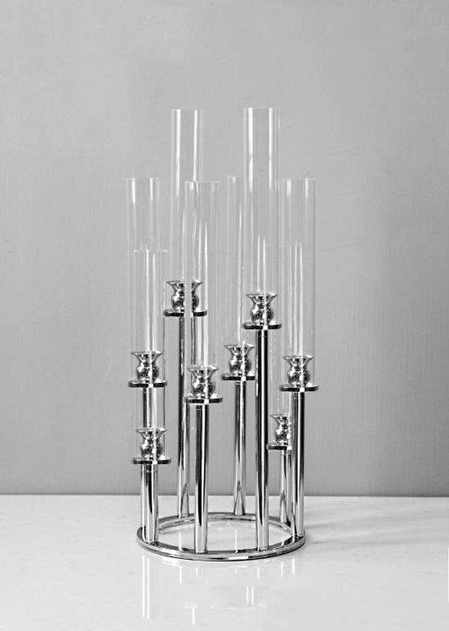 Circular Candleabra for 8 Candles - Silver (25x25x65cm)