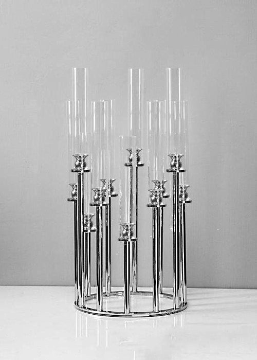 Circular Candleabra for 12 Candles - Silver (35x35x75cm)
