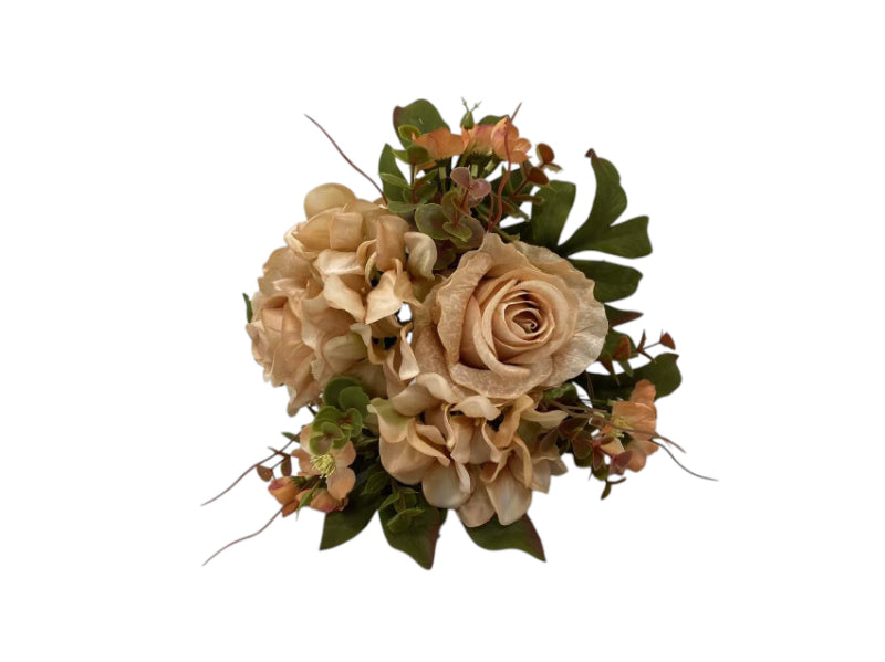 Rose, Hydrangea & Blossom Bunch - Beige/Brown (30cm long)