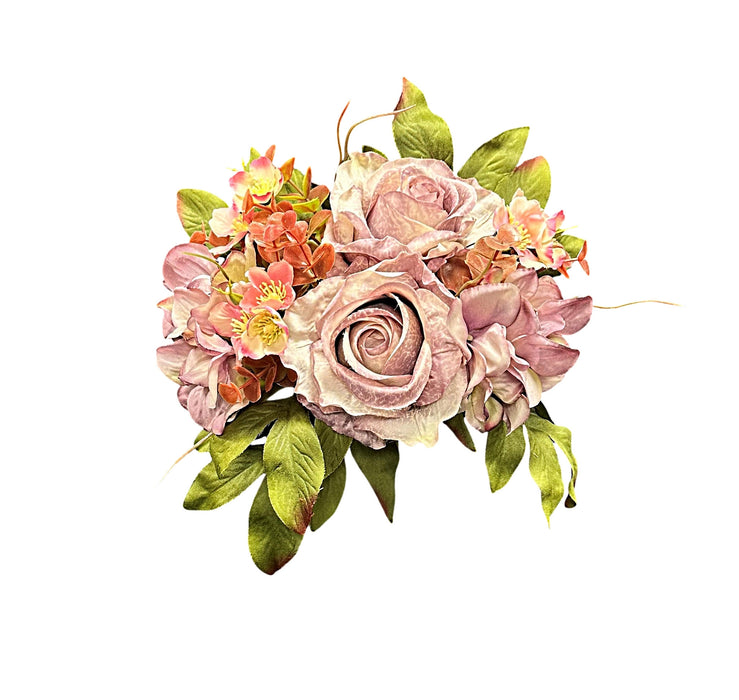 Rose, Hydrangea & Blossom Bunch - Purple (30cm long)