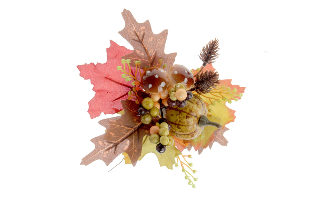 Pumpkin & Mushroom Pick - Orange/Brown (22cm long, 3 pcs per pk)