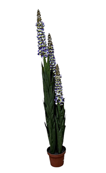 Artificial Real Touch Lupin Bush - Blue/Green (150cm long with 3 heads)