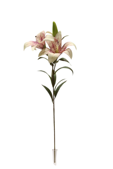 Artificial Lily Spray - Pink/Cream (90cm long with 2 heads and a bud)