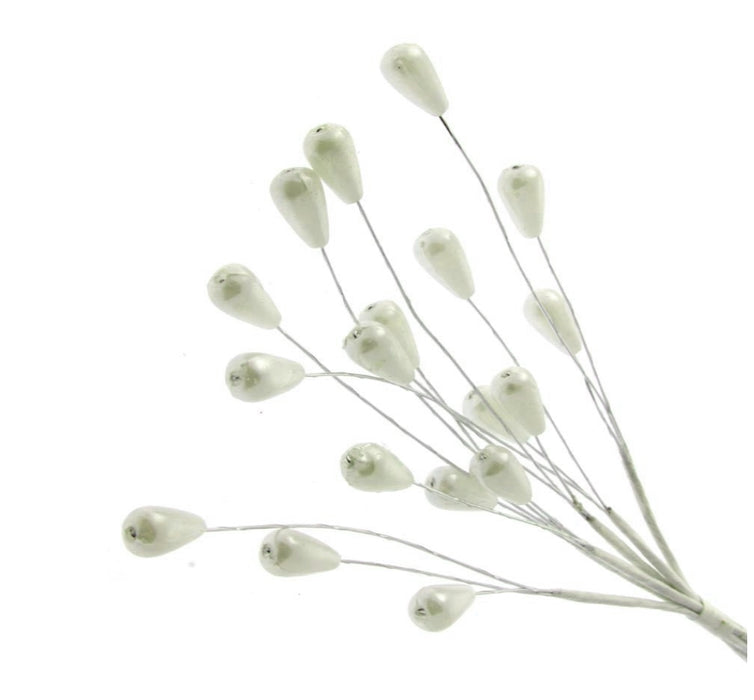 Tear Drop Pearl Spray - Cream (17cm Height, 6pcs per pk)
