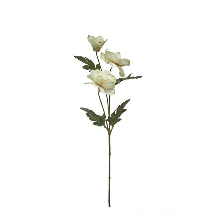 Anemone Spray - Green/Ivory (3 heads, 69cm long)