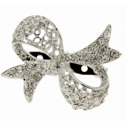 Bow Brooch Pin- Silver (4cm Diameter with a 15cm Pin)