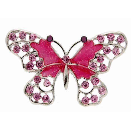 Butterfly Brooch Pin- Hot Pink (4cm Diameter on 15cm Pin)