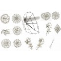 Tear Drop Brooch bouquet kit with Armature and 12 Brooches - Silver and Cream