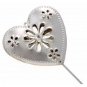 Heart Shaped Flowergirls Wedding Day Metal Wand - Silver
