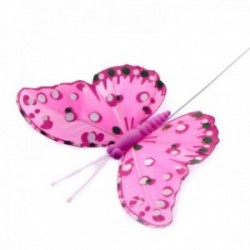 7cm Feather Butterflies - Pink (12pcs per pk, on a 20cm wire)