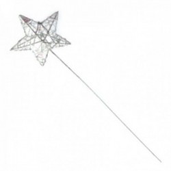 Glittered Star Wand - White Iridescent (7cm Diameter on 30cm Handle)