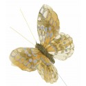 7cm Glitter Butterflies - Gold (12pcs per pk, on a 20cm wire)