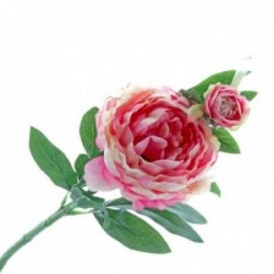 Peony - Hot Pink (1 flower & 1 bud, 64cm long)