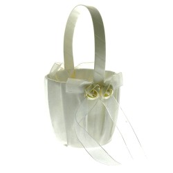 Rose Flower Girl Bag - White (12cm diameter x 22cm long)
