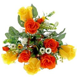 Mini Rose Bush - Orange, Yellow & Cream (7 Heads)